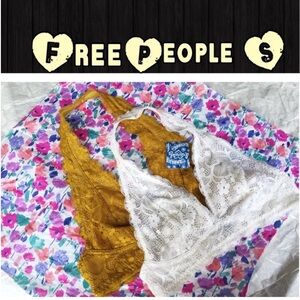 New! Free People Mustard and White Lace Bralette Duo